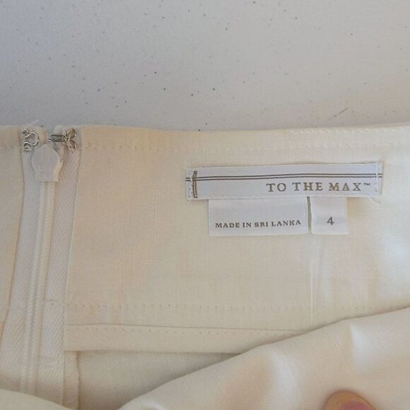 To The Max Women Size 4 Off White Linen Cotton Spandex Zip Casual Pants - Picture 6 of 12